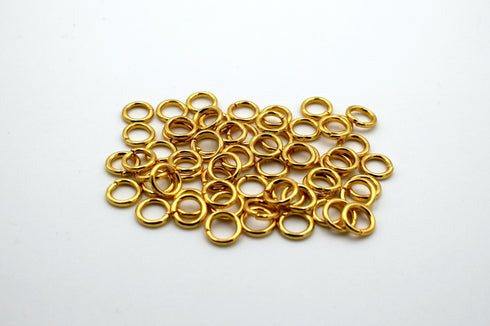 50 pieces, 8mm 24k shiny gold jump rings, open jump rings, gold connector, bulk gold jump rings,